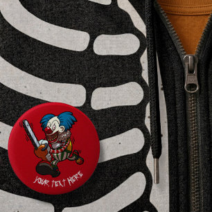 Badge Rond 5 Cm Clown de Halloween effrayant et coloré au cartoon
