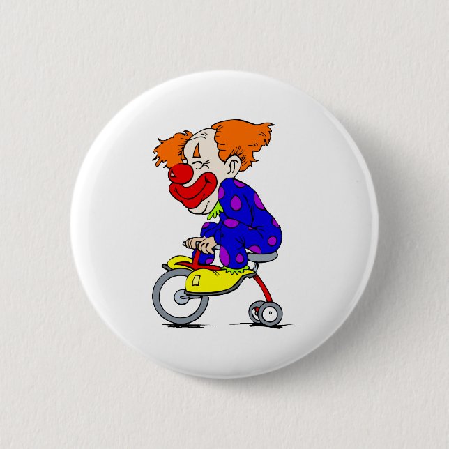 Badge Rond 5 Cm Clown sur le tricycle (Devant)