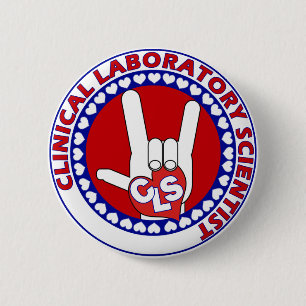 BADGE ROND 5 CM CLS LABORATOIRE CLINIQUE SCIENTIFIQUE I LOGO ASL