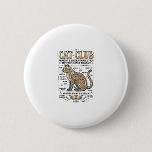 Badge Rond 5 Cm Club Chat Anatomie du Chat Diagramme Scientifique