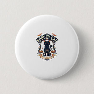 Badge Rond 5 Cm Club de chat effrayant Chat Halloween Chat effraya