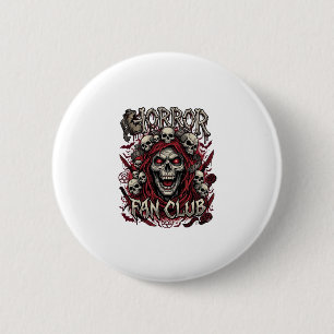 Badge Rond 5 Cm Club de fans d'horreur Halloween Crâne hurlant Cap