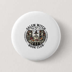 Badge Rond 5 Cm Club de lecture de Salem Witch Livre Squelette Vin