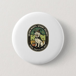Badge Rond 5 Cm Club de nuit effrayant Golden Retriever Halloween