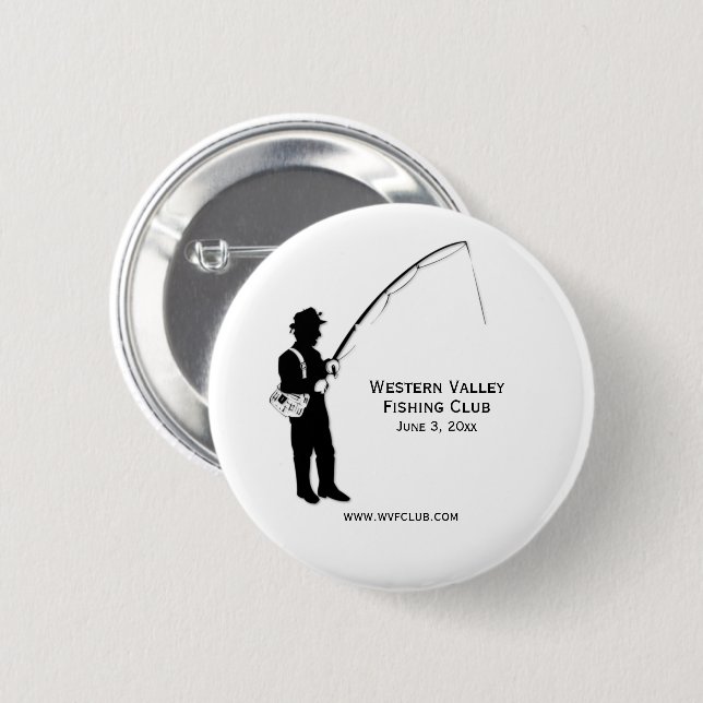 Badge Rond 5 Cm Club de pêche du jour d'ouverture   (Devant & derrière)