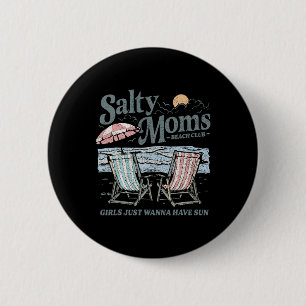 Badge Rond 5 Cm Club de plage Salty Moms Vacances Rétro Vibes Côti