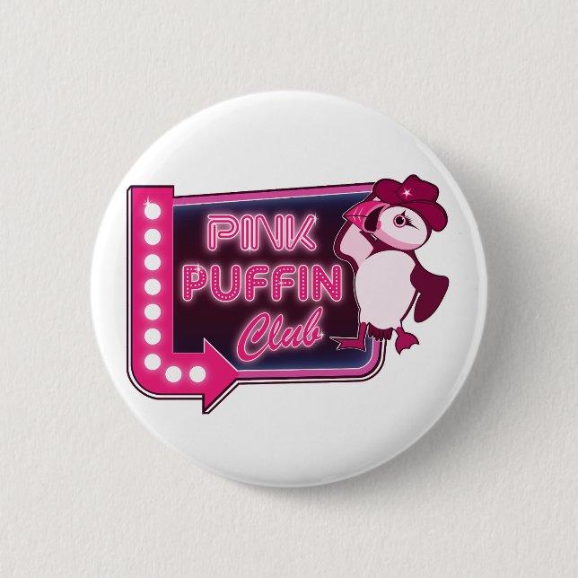 Badge Rond 5 Cm Club de Puffin rose (Devant)