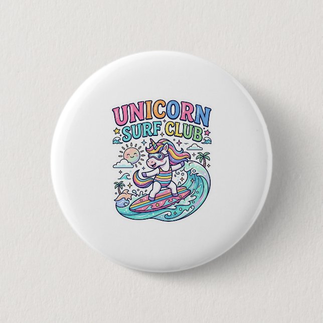 Badge Rond 5 Cm Club de surf Licorne (Devant)