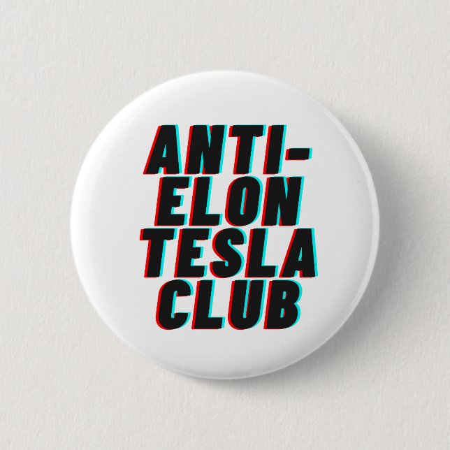 BADGE ROND 5 CM CLUB DE TESLA ANTI-ELON (Devant)