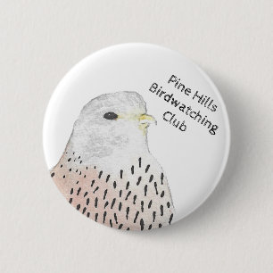 Badge Rond 5 Cm Club d'observation des oiseaux Watercolor Kestrel