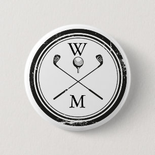 Badge Rond 5 Cm Clubs de golf Monogram personnalisés