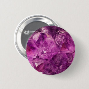 Badge Rond 5 Cm Cluster de Bright Purple Améthyst Crystal