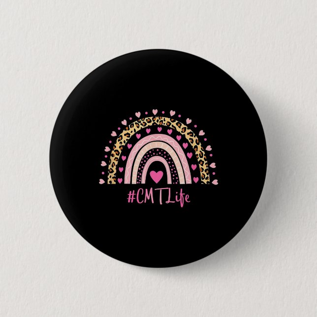 Badge Rond 5 Cm Cmt Infirmière Empreinte de léopard Boho Rainbow N (Devant)