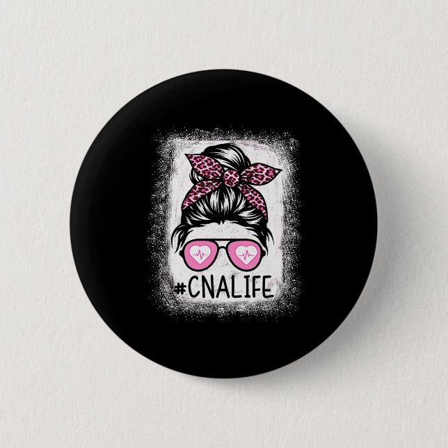 Badge Rond 5 Cm Cna Nurse Life Bleached Shirts Nk Leopard Messy Bu (Devant)