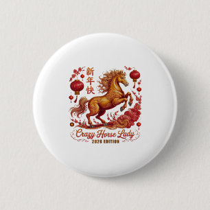 Badge Rond 5 Cm Cny 2026 Crazy Horse Dame Depuis Lunar Vibes Zodia