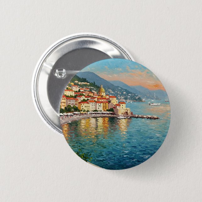Badge Rond 5 Cm Coastal Village (Devant & derrière)