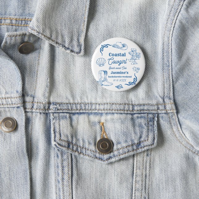 Badge Rond 5 Cm Coastère cowgirl Blue Ocean Bachelorette week-end (En situation)