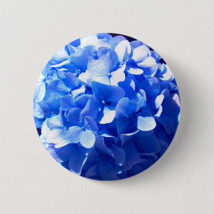 Badge Rond 5 Cm Cobalt bleu floral élégant bleu hydrangées