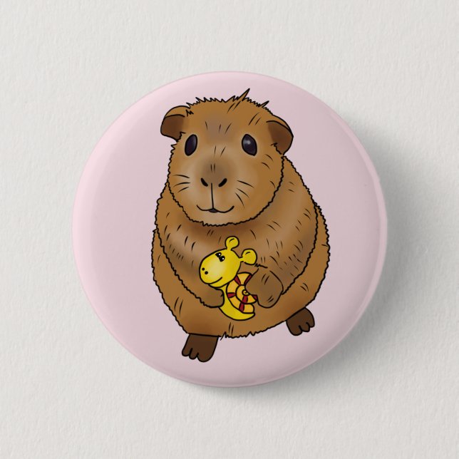 Badge Rond 5 Cm Cobaye avec escargots (Devant)