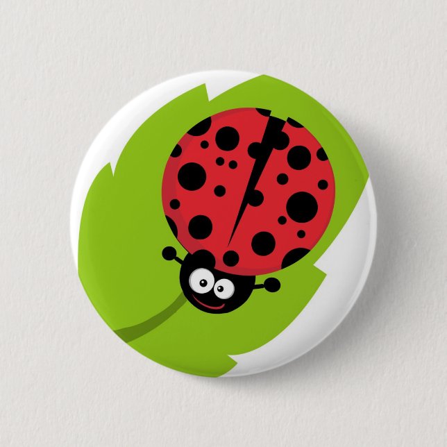 Badge Rond 5 Cm Coccinelle adorable sur une feuille (Devant)