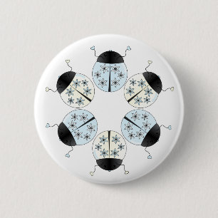 Badge Rond 5 Cm Coccinelle de flocon de neige