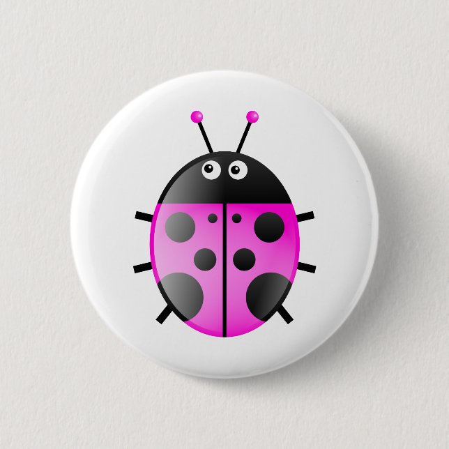 Badge Rond 5 Cm Coccinelle rose (Devant)