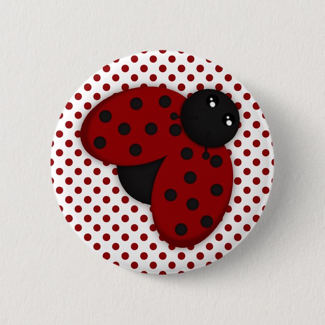 Badge Rond 5 Cm Coccinelle rouge et noire (Devant)