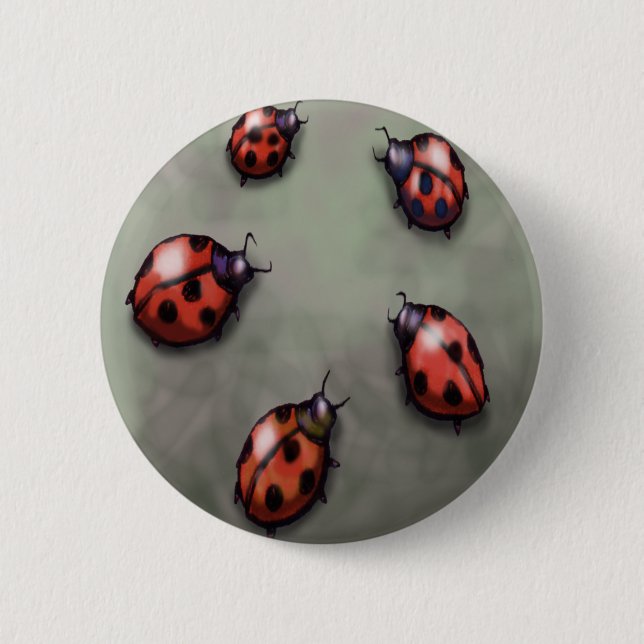 Badge Rond 5 Cm Coccinelles (Devant)