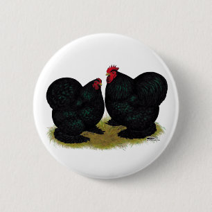 Badge Rond 5 Cm Cochins Black Bantam Paire
