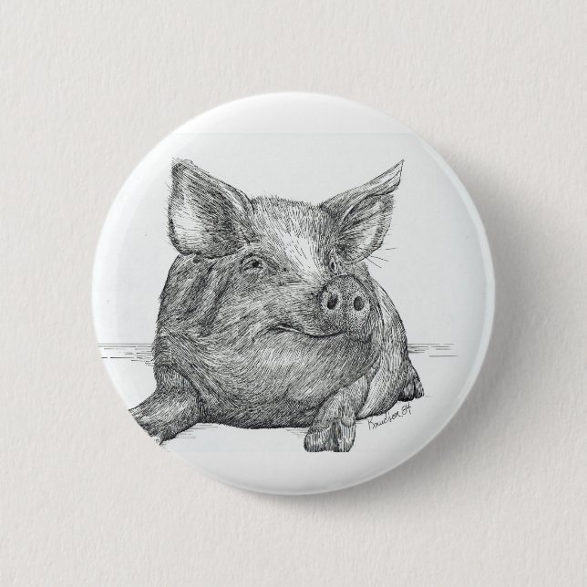 Badge Rond 5 Cm Cochon (Devant)