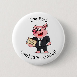 Badge Rond 5 Cm Cochon amusant en costume d'affaires dessin animé