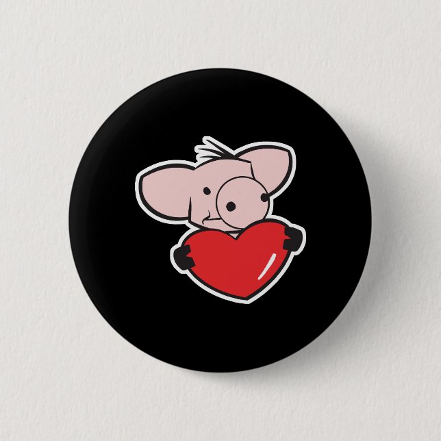 Badge Rond 5 Cm cochon avec coeur (Devant)