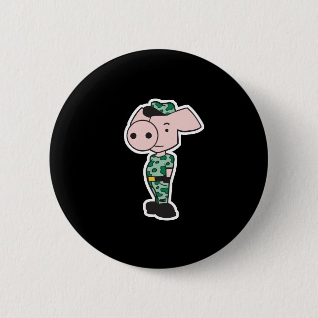 Badge Rond 5 Cm cochon de camo militaire (Devant)