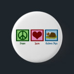 Badge Rond 5 Cm Cochon de Guinée mignon<br><div class="desc">Peace Love Guinée Pigs. Un joli signe de paix,  un coeur,  et un mignon cobaye animal de compagnie.</div>