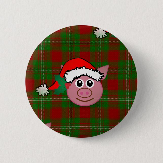 Badge Rond 5 Cm cochon de noël (Devant)