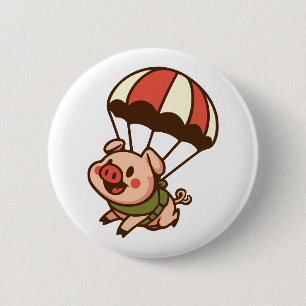 Badge Rond 5 Cm Cochon de parachutisme