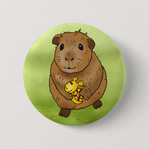 Badge Rond 5 Cm Cochon d'Inde avec escargots Button