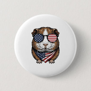 Badge Rond 5 Cm Cochon d'Inde patriotique Gravure vintage