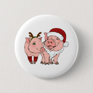 Badge Rond 5 Cm cochon moche de Noël