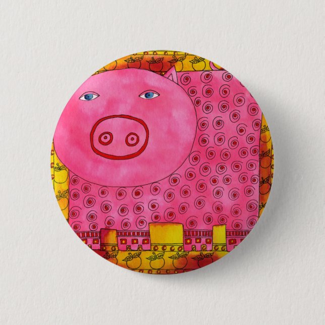 Badge Rond 5 Cm Cochon Motif (Devant)