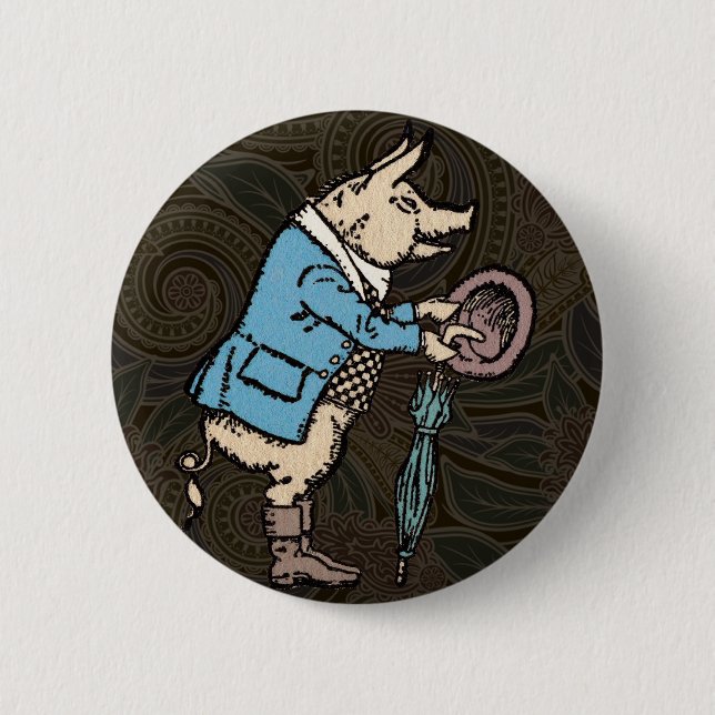 Badge Rond 5 Cm Cochon portant une veste Antique formelle (Devant)