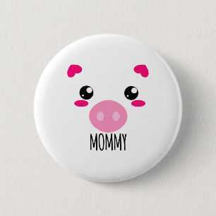 Badge Rond 5 Cm Cochon Visage Kawaii Costume Halloween pour maman