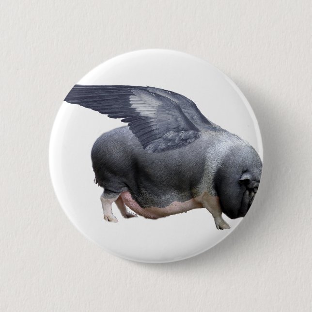 Badge Rond 5 Cm cochon volant (Devant)