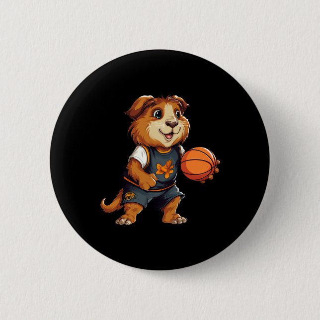 Badge Rond 5 Cm Cochons de Guinée de basket-ball (Devant)