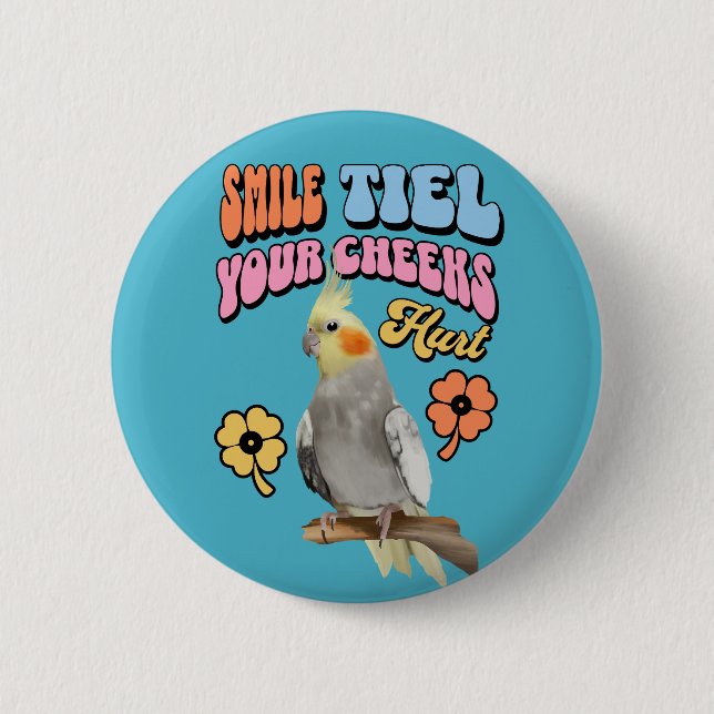 Badge Rond 5 Cm Cockatiel Parrot gai (Devant)
