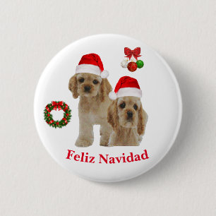 Badge Rond 5 Cm Cocker spaniel Feliz Navidad