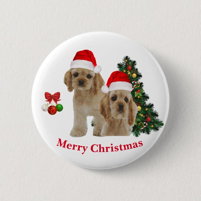Badge Rond 5 Cm Cocker spaniel Noël (Devant)