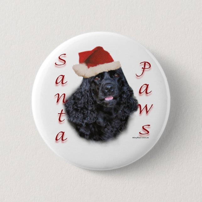 Badge Rond 5 Cm Cocker Spaniel (noir) Père Noël Paws (Devant)