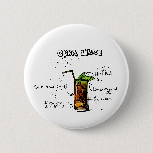 Badge Rond 5 Cm Cocktail du Cuba Libre (Devant)