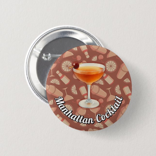 Badge Rond 5 Cm Cocktail Manhattan (Devant & derrière)